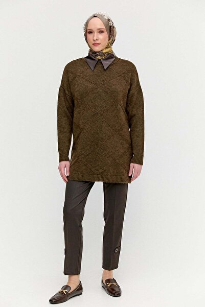 Setrms Sim Detaylı Baklava Desenli Triko Tunik