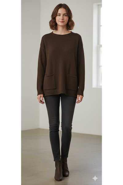 MARIQUITA Sausage Collar Pocketed Sweater