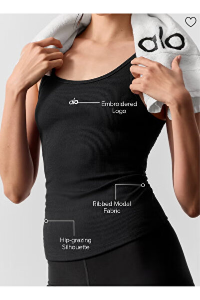 Alo Solid Color Basic Tank Top - Essential for Daily Slim Fit Layering & Oute...