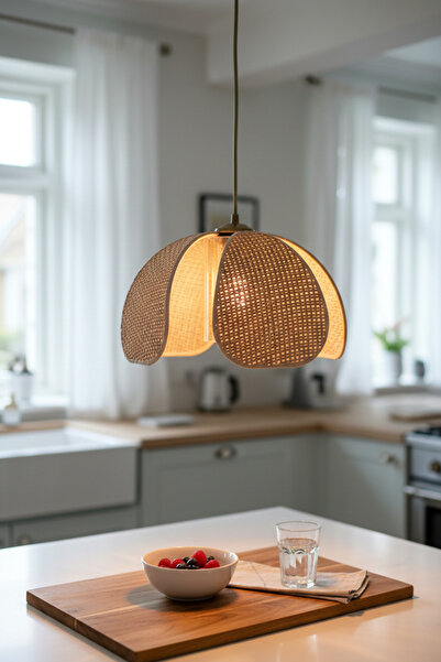 Decodelight Hasır Hazeran Rattan Kahverengi Papatya Model Bal Renk Camlı Ev C...