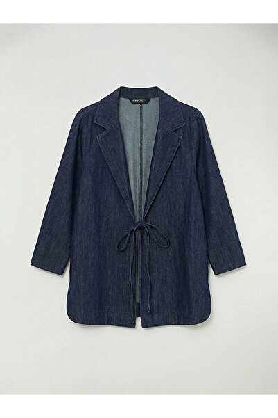 LC Waikiki مجموعة ميرال: سترة جينز نسائية بتفاصيل ربط باللون النيلي