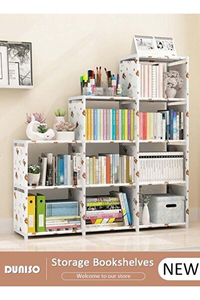 DOMEET Book Shelf, 3-Row 4-Tier Bookshelf, 9-Cubes Adjustable Bookcases Water...