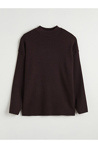 LC Waikiki Brown Stand Collar Women's Knitwear Sweater