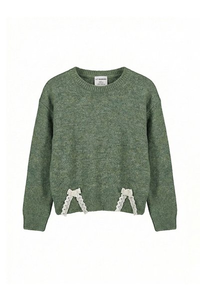 LC Waikiki Özmarka New Season Crew Neck Lace Detailed Baby Girl Knitwear Sweater