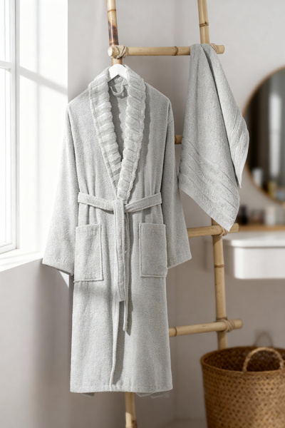 Asilex Home Collection قطن قطع، طقم روب استحمام من مفرد قطع، روب استحمام ومنش...