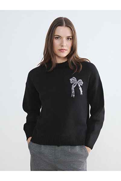 LC Waikiki Peak New Season Crew Neck Bow Embroidered Women's Knitwear Sweater