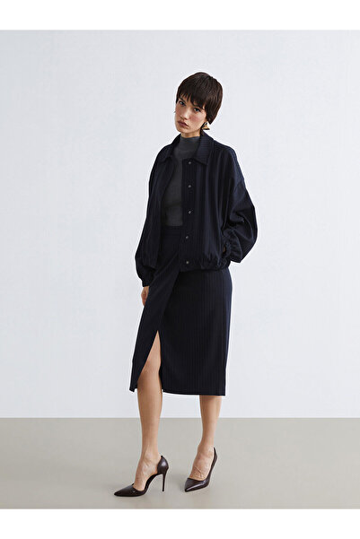 LC Waikiki Navy blue striped skirt with zippered waist from gülis store