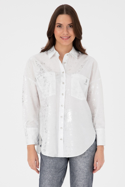 U.S. Polo Assn. Women's White Long Sleeve Shirt 50308755-Vr013