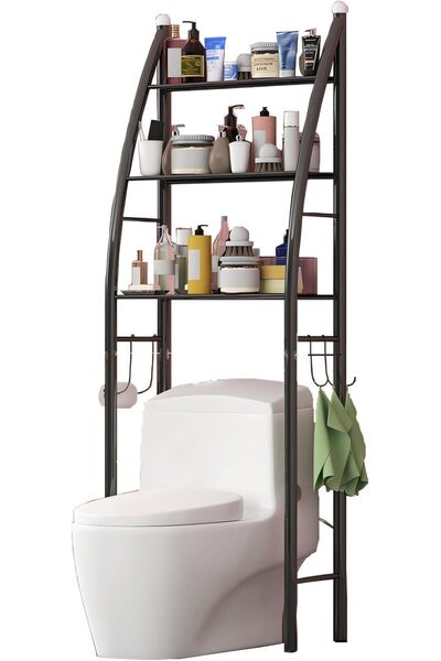 BLOOMING TIME Over the Toilet Storage Rack, Black Metal, 3-Tier Shelves with ...
