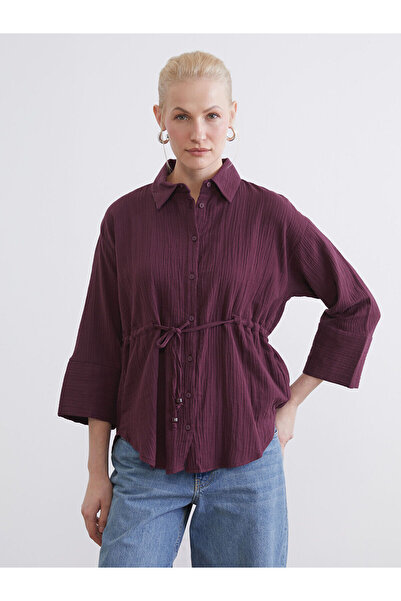 LC Waikiki Özmarka New Season Women's Textured Muslin Shirt with Ties