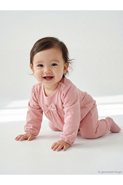 LC Waikiki Meral Collection Pink Bow Baby Girl Jumpsuit