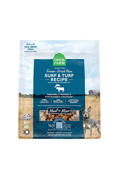 Open Farm طعام جاف للكلاب بنكهة المأكولات البحرية واللحوم النيئة المجففة بالت...
