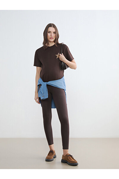 LC Waikiki Brown Maternity Leggings with Abdominal Panels