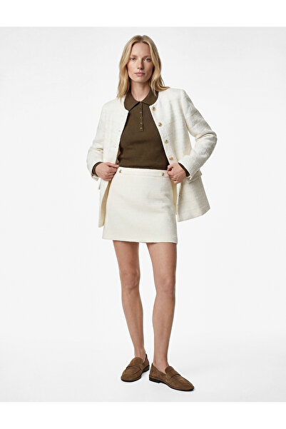 Koton Normal Waist Comfortable Fit Mini A-Line Skirt with Metal Accessories