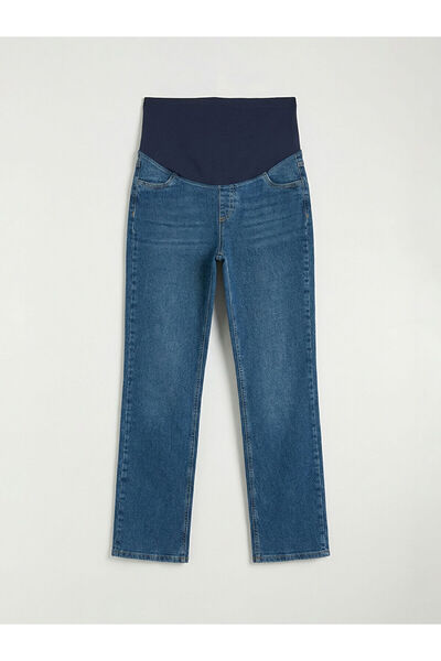 LC Waikiki İndigo Karın Panelli Straight Fit Hamile Jean Pantolon