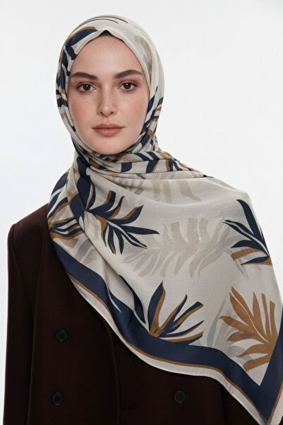 Mizalle & YAQA Yaprak Desenli Taş Rengi Şal