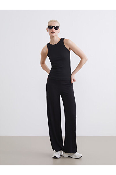 LC Waikiki Nevavm Textured Women's Trousers with Elastic Waist