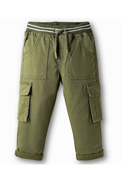Babyhug Twill Woven Full Length Trousers With Stretch & Pockets - Olive Green