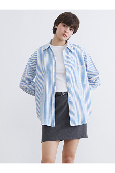 LC Waikiki Peak New Season Striped Linen Blend Women's Shirt