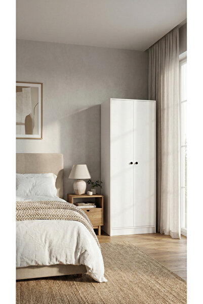 ARCOSTA 41 cm Derinlik Dar Alan Dolabı | 2 Kapaklı Raflı ve Askılıklı Beyaz Y...