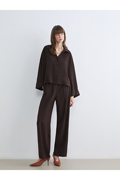 LC Waikiki Peak New Season Elastic Waist Wide Leg Women's Trousers