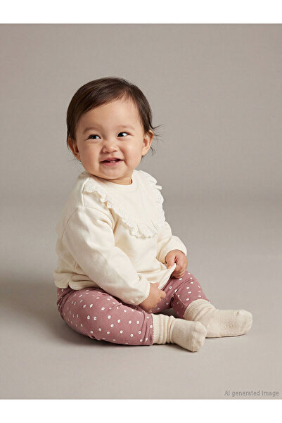 LC Waikiki Beige Peter Pan collar Baby Girl Blouse and Leggings