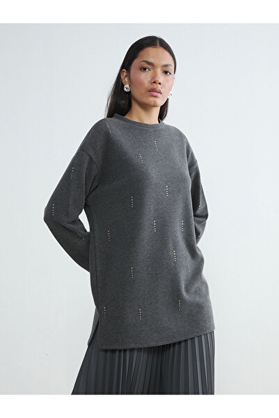 LC Waikiki Anthracite soft touch stone women's sweatshirt tunic