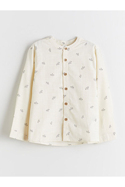 LC Waikiki Nevaa Collection Ecru Hakim Collar Boys' Poplin Shirt