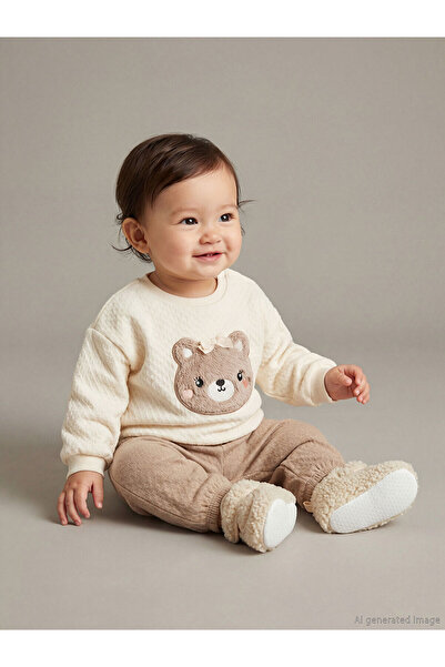 LC Waikiki Alita City Farkıyla Lcw Baby Beige Animal Figured Baby Girl Sweats...