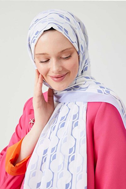 FİVESCARF Yuvarlak Desen Violet Medine İpeği Şal Lila