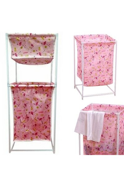 Glow Goods Double Laundry Basket from Textile Material, Stable Structure, Cap...