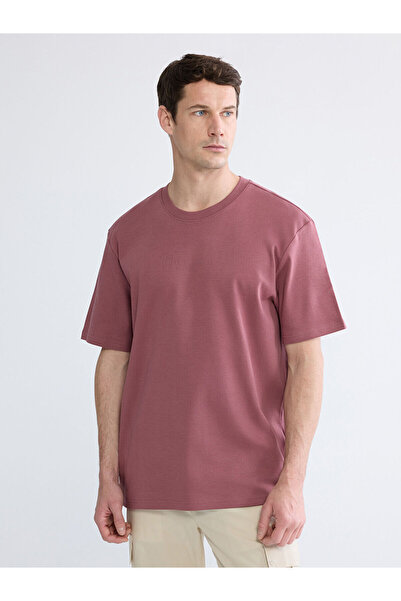 LC Waikiki Nevavm Oversize Fit Oval Collar Printed Men's T-Shirt with Difference