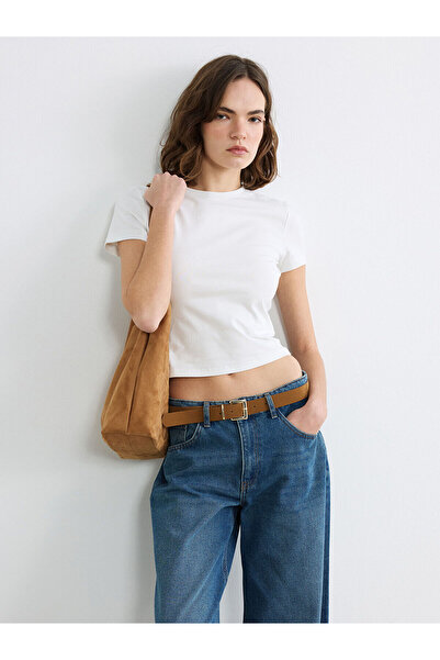 LC Waikiki Ecru Crew Neck Women's Crop Top