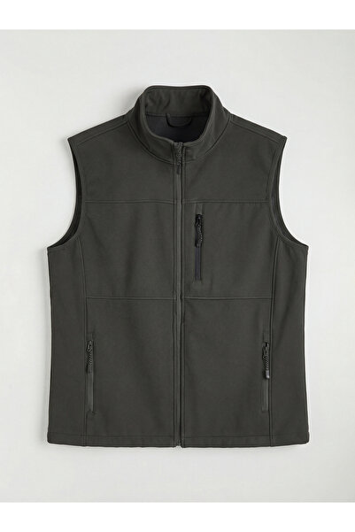 LC Waikiki Khaki Standard Fit Stand Collar Men's Vest