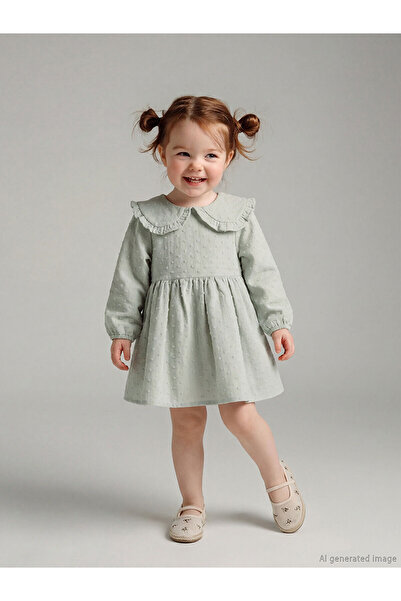 LC Waikiki Green Baby Collar Baby Girl Dress