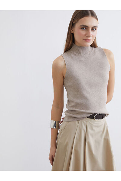 LC Waikiki Beige Half Turtleneck Women's Knitwear Sweater