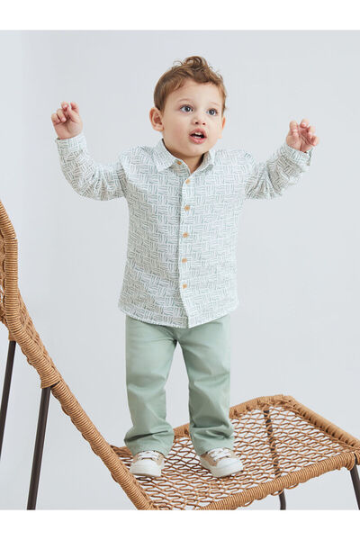 LC Waikiki مجموعة إلسيفا: قميص وبنطلون مطبوع للأطفال الأولاد، طقم من قطعتين