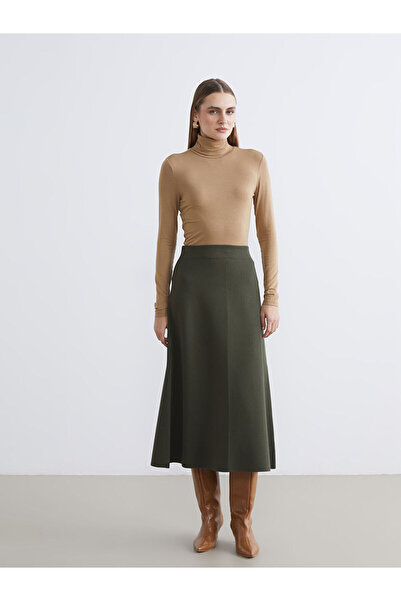 LC Waikiki Khaki Elastic Knit Skirt