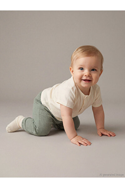 LC Waikiki مجموعة ميرال إكرو تي شيرت وبنطلون من الموسلين للأولاد الصغار