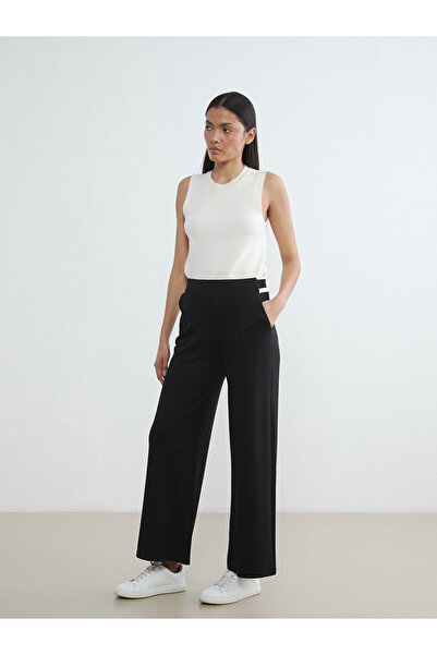 LC Waikiki Peak New Season Elastic Waist Wide Leg Women's Pleated Trousers