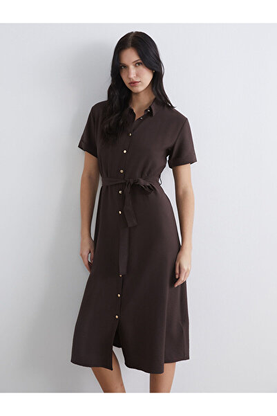 LC Waikiki Brown Shirt Dress with Belt