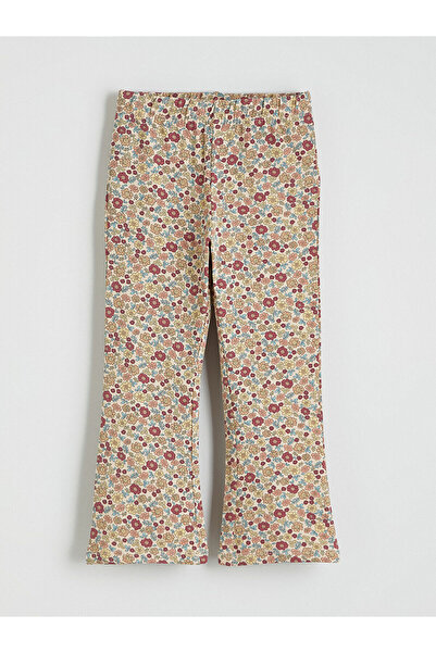 LC Waikiki Beige floral print Flared girls' leggings