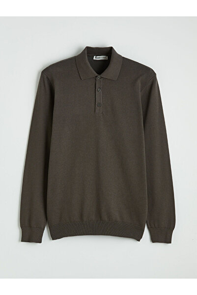 LC Waikiki Khaki Polo Neck Men's Knitwear Sweater