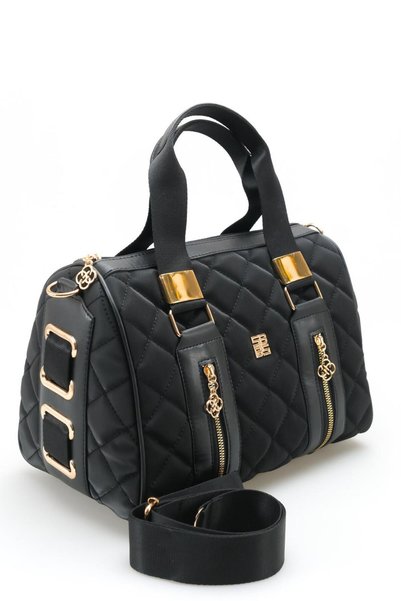 Mini Angel Black Parachute Patterned Bag Black Gold Detailed Shoulder Bag Stylish Shoulder Bag Suitable for Daily Use