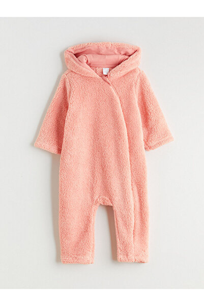 LC Waikiki Two Mt Shop Quality Lcw Baby Coral Hooded Plush Baby Girl Jumpsuit