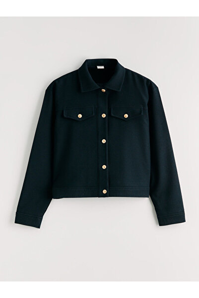 LC Waikiki سترة قميصية للفتيات باللون الأزرق الداكن من مجموعة إلسيفا