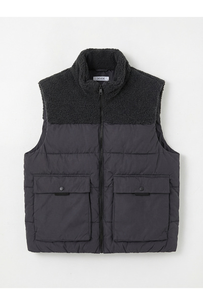 LC Waikiki Gray Standard Fit Stand Collar Men's Puffer Vest