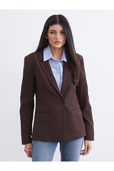 LC Waikiki Brown Crepe Women's Blazer Jacket