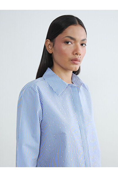 LC Waikiki Özmarka Noul sezon Cămașă-tunică din poplin cu dungi pentru femei