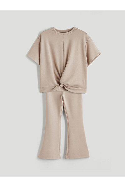 LC Waikiki Tricou pentru fete și evazat colanți din colecția M&B Ecru